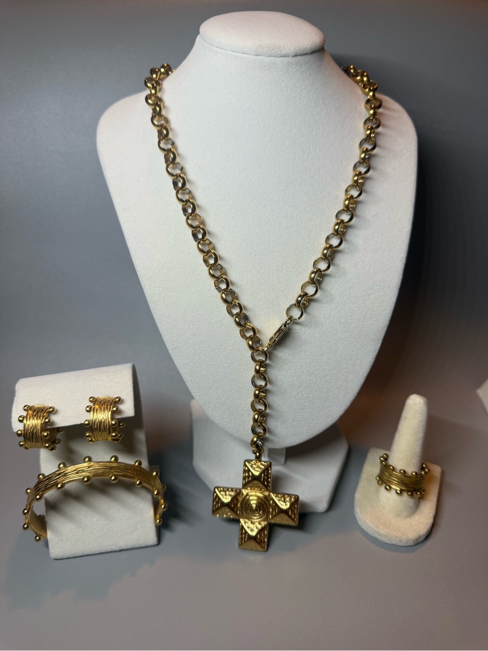 Gold Tone Cross Cuff - Picture 1 of 3